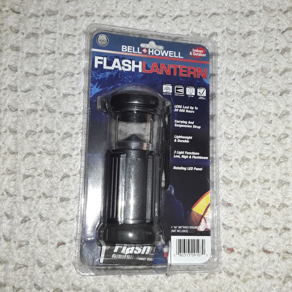 Bell & Howell Flash Lantern Red Indoor Outdoor Camping Auto Home LED 80 Lumens